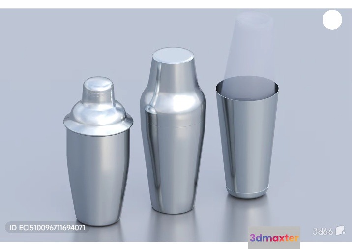 Silver Metal Cocktail Shaker 3D Model - 4523 - VRAY Render