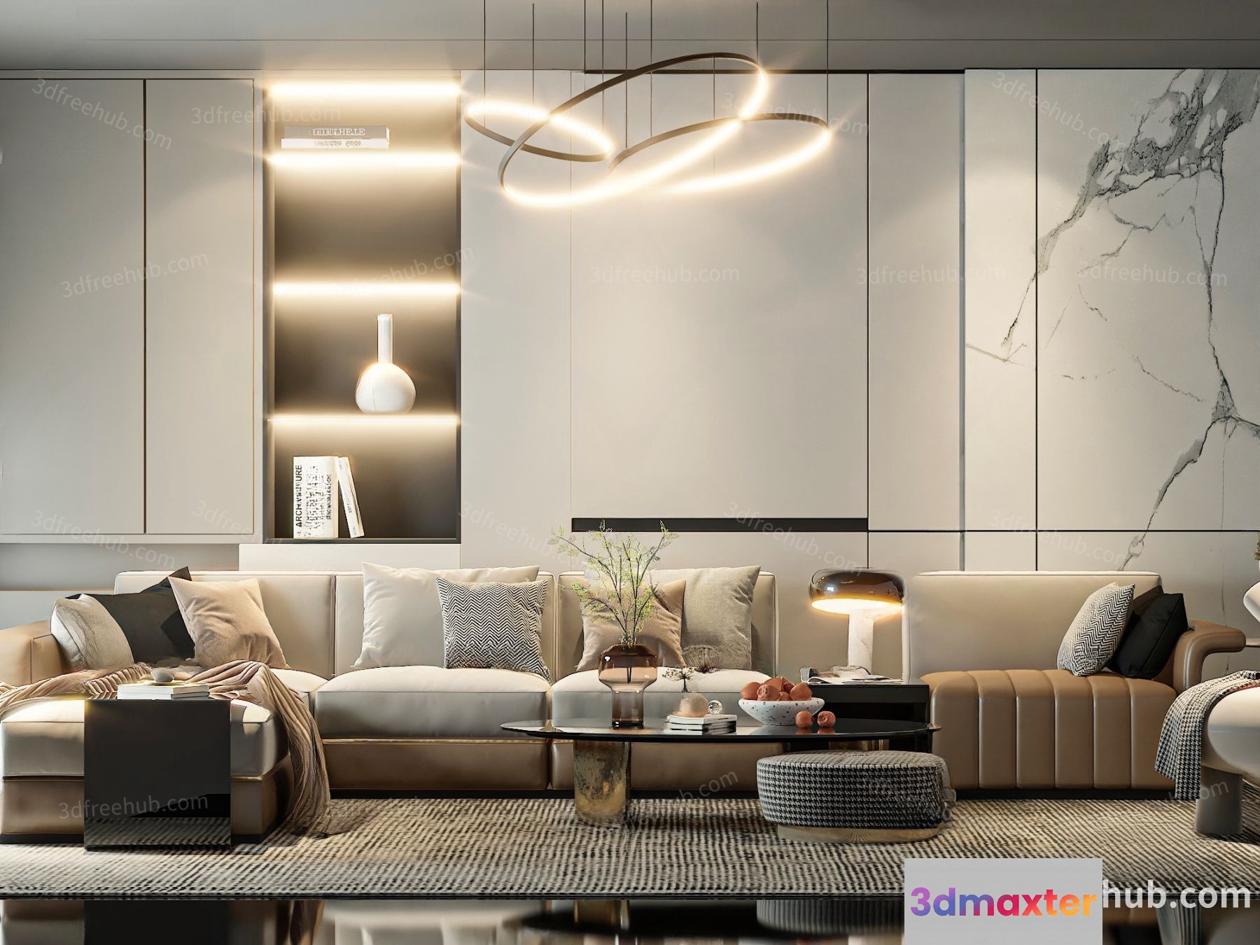 Modern Living Room 3D Model - 19930 - VRAY Render
