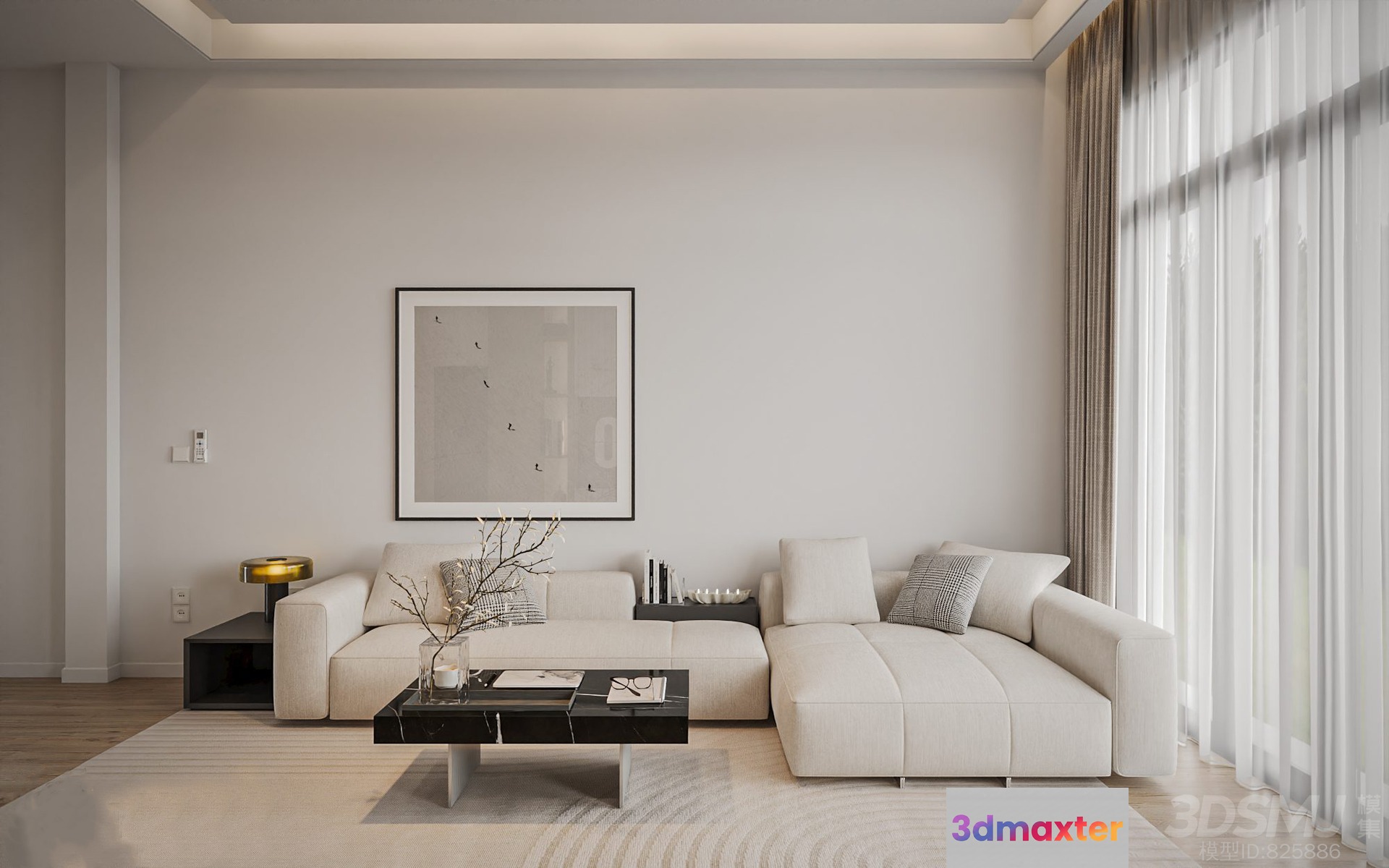 Modern Living Room 3D Model - 7375 - CORONA Render