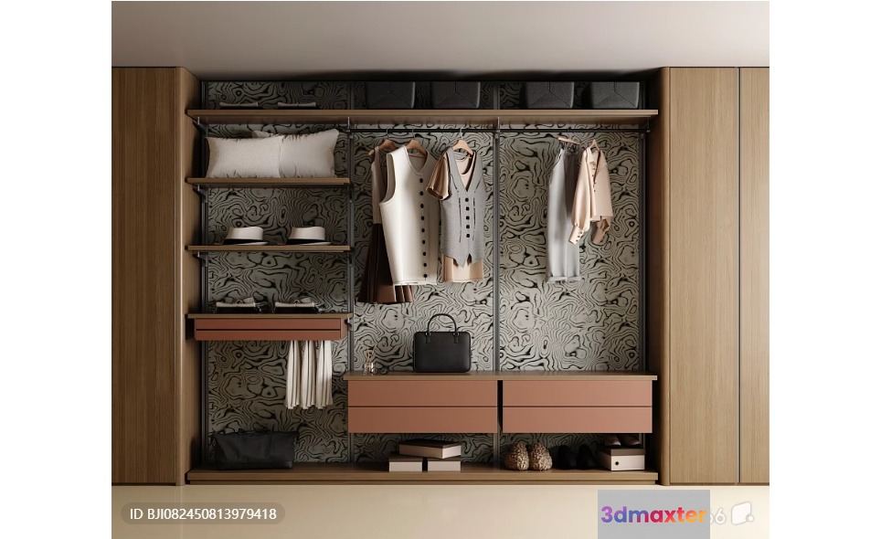 Modern Walk-In Closet 3D Model - 8340 - VRAY Render