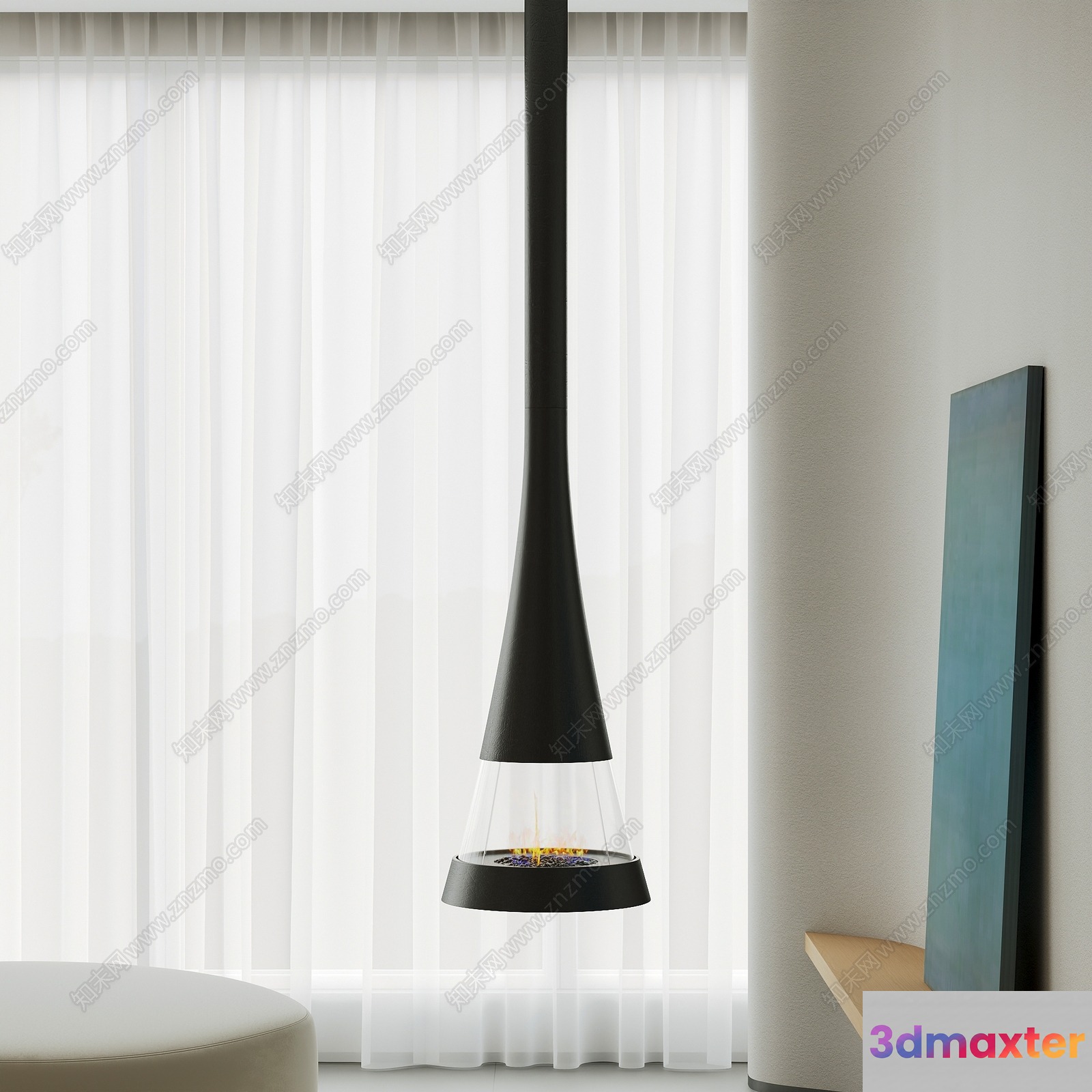 Modern Hanging Fireplace 3D Model - 5509 - VRAY Render