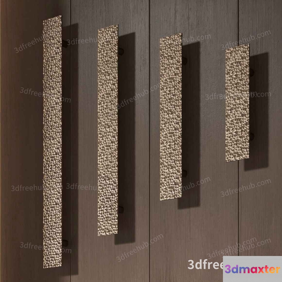 The Image Features A Collection Of Textured Rectangular Wall Sconces 3D Model - 18951 - VRAY Render