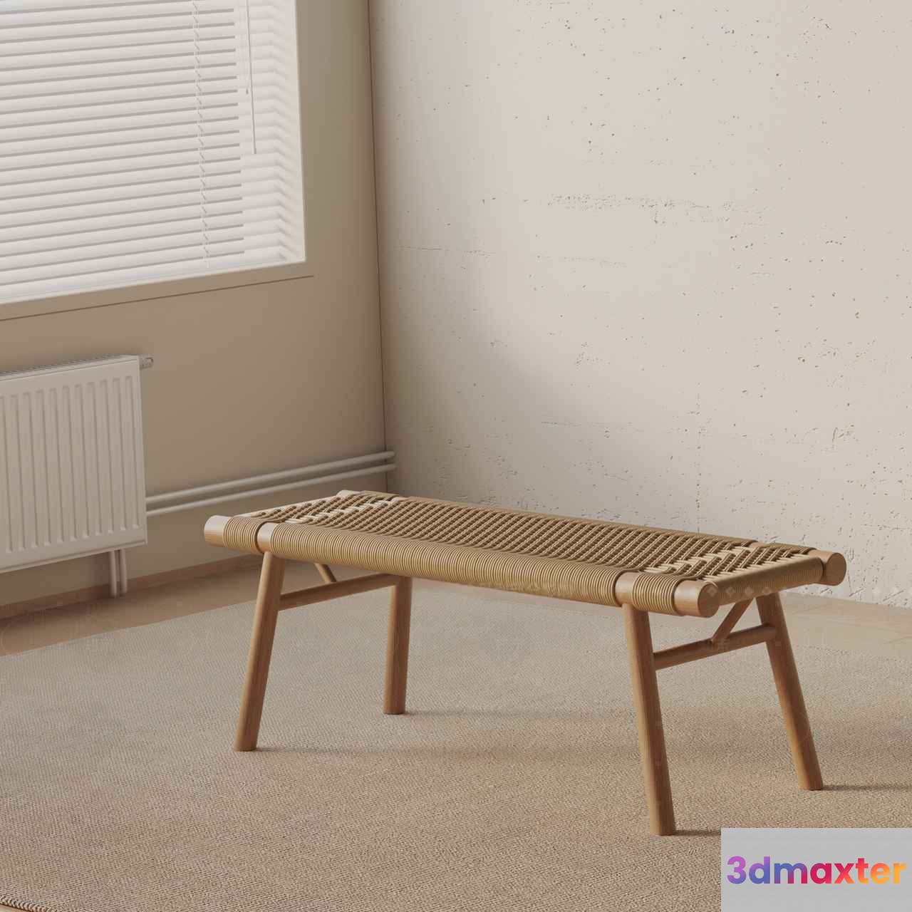 A Light-Colored Wooden Bench 3D Model - 1192 - VRAY Render