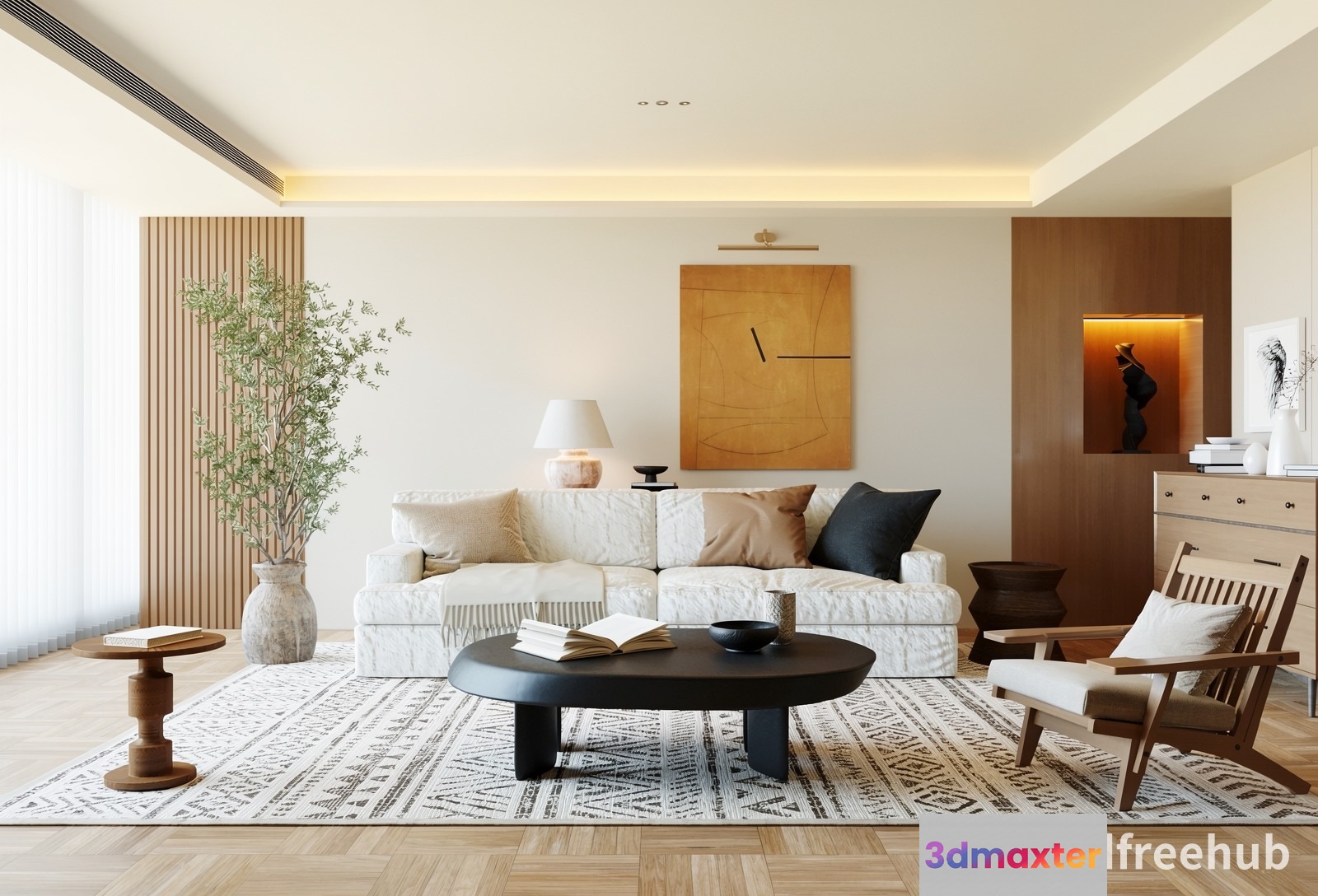 Modern Living Room 3D Model - 18958 - VRAY Render