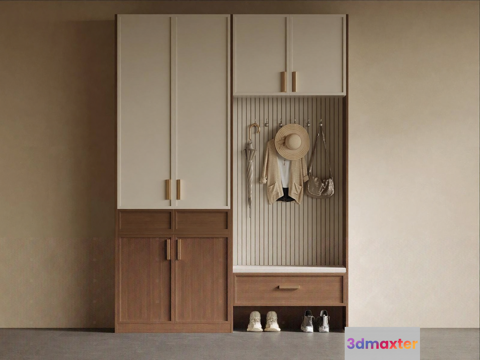 Modern Wooden Closet 3D Model - 13517 - VRAY Render