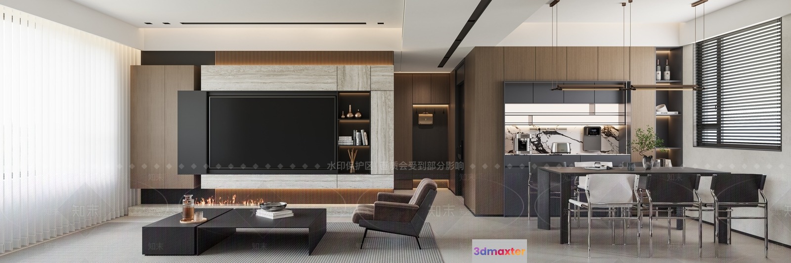 Modern Living Room 3D Model - 3846 - VRAY Render