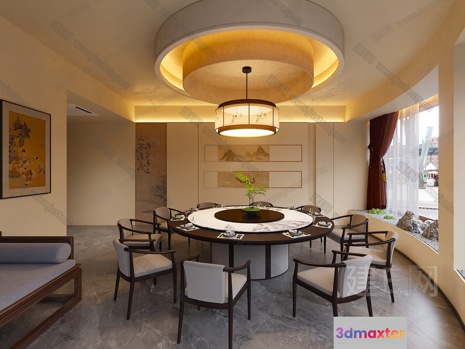 A Round Table 3D Model - 861 - VRAY Render