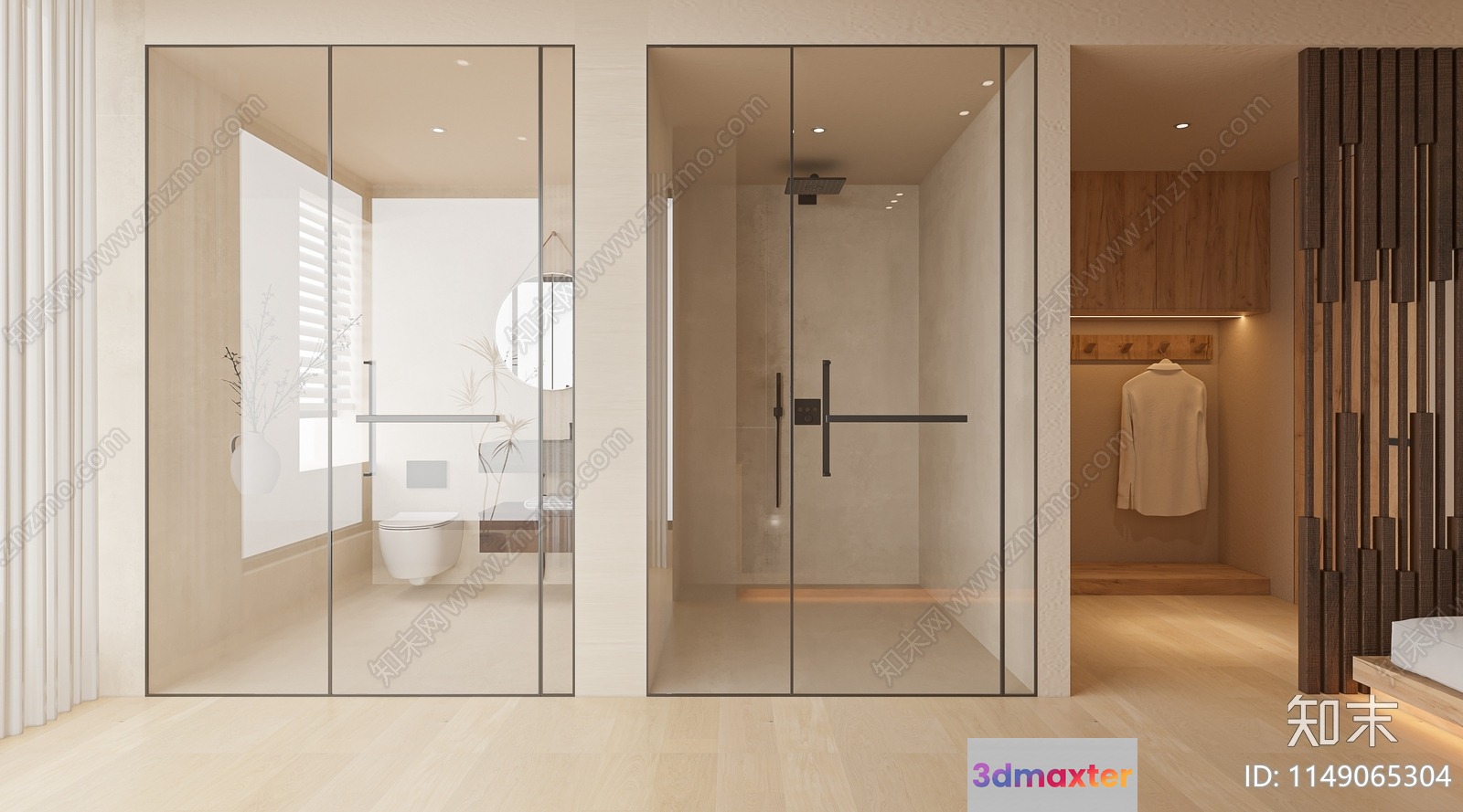 Modern Glass Shower Door 3D Model - 11192 - VRAY Render