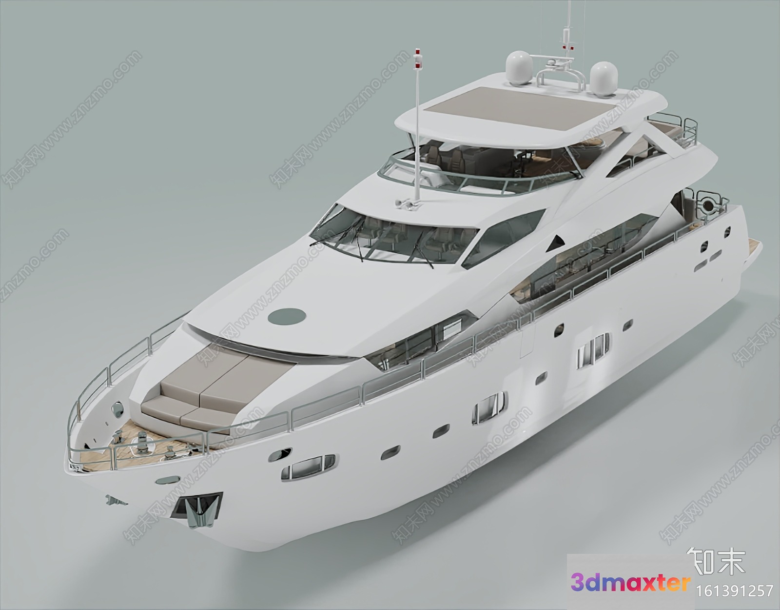 A White Yacht 3D Model - 10127 - VRAY Render