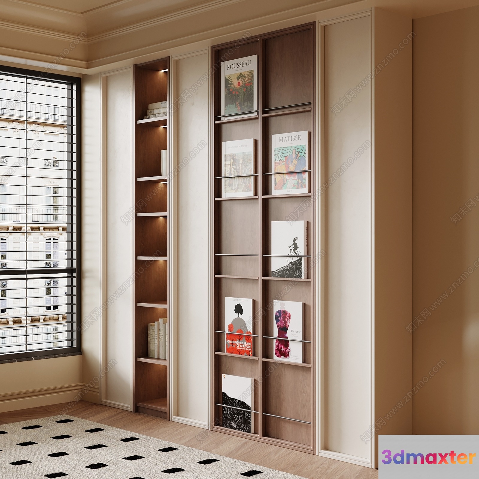 Modern Bookshelf With Art 3D Model - 16185 - VRAY Render