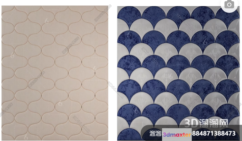 The Image Features A Blue And Gray Fish Scale Pattern 3D Model - 17007 - VRAY Render