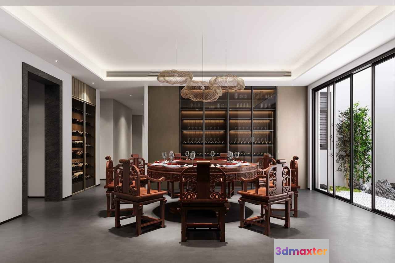 A Round Dining Table 3D Model - 4180 - CORONA Render