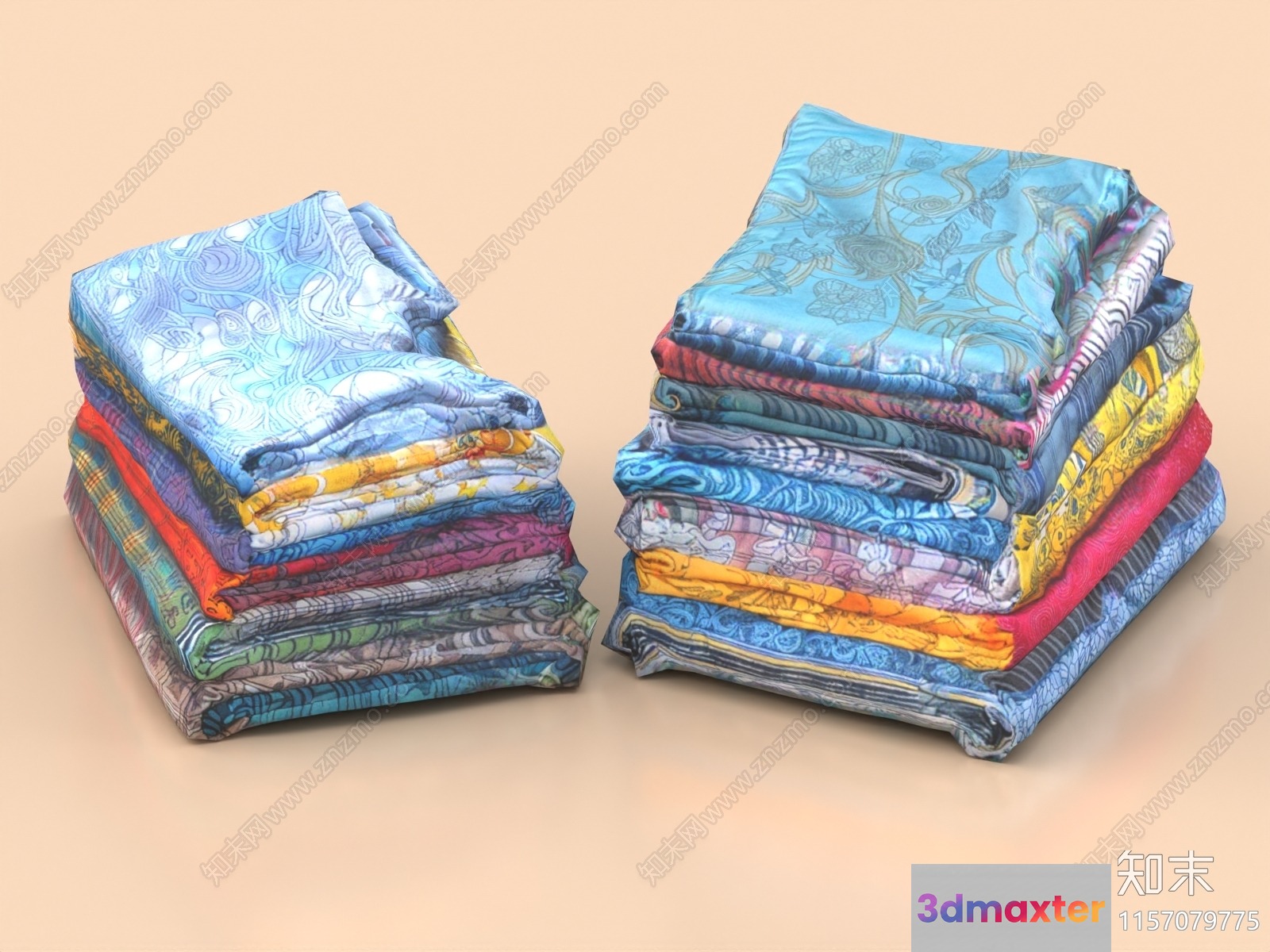 A Stack Of Folded Blankets 3D Model - 11147 - VRAY Render