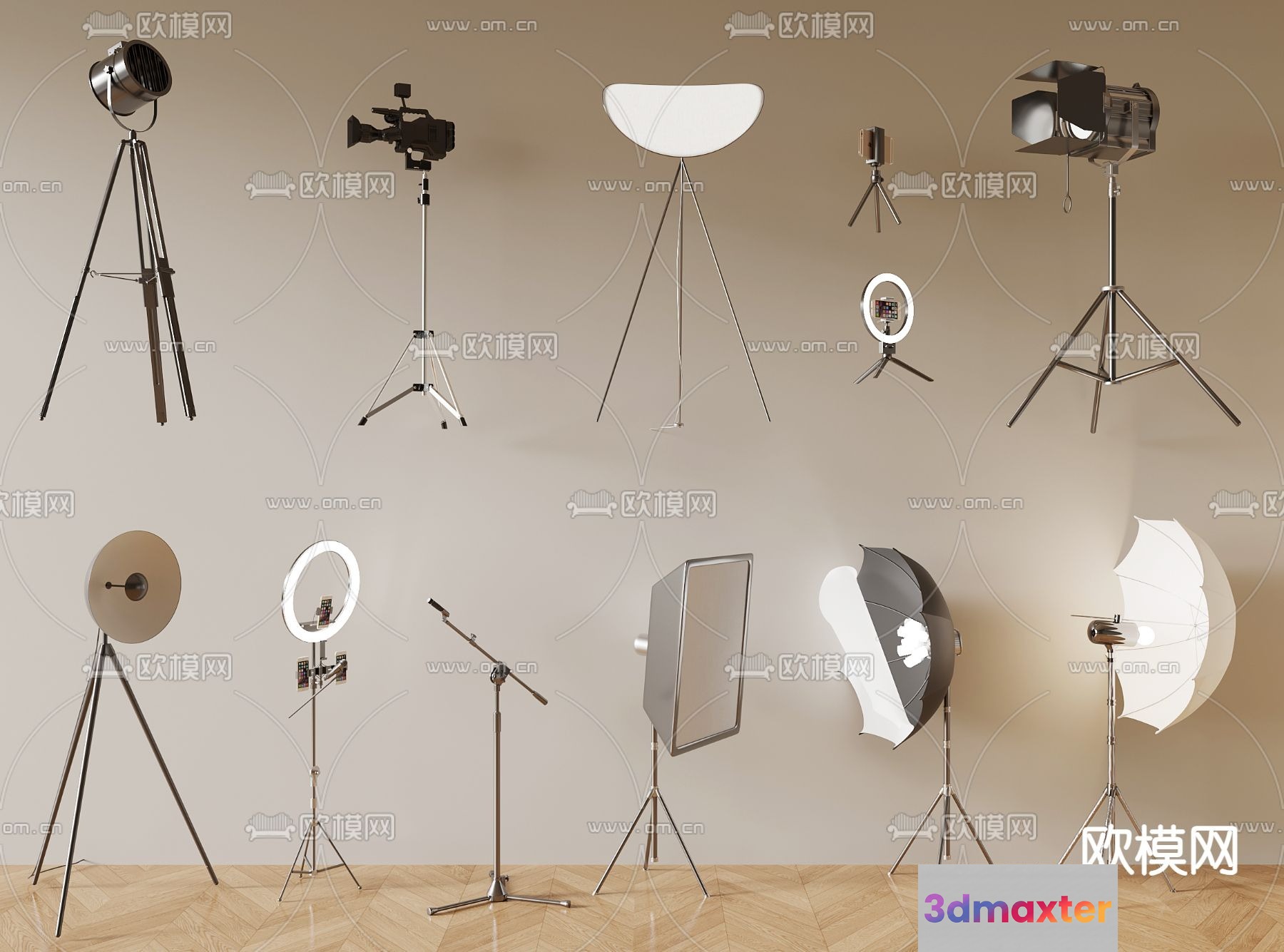 A Collection Of Photography Equipment 3D Model - 19504 - VRAY Render