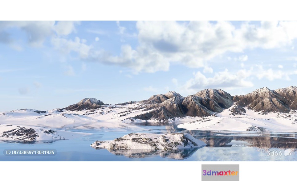 A Serene Snowy Landscape 3D Model - 12199 - VRAY Render