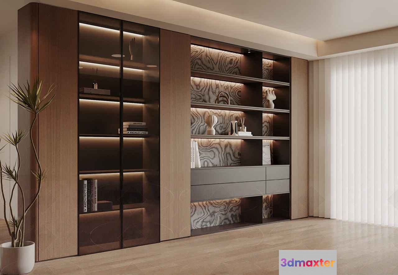 Modern Bookshelf 3D Model - 184 - VRAY Render