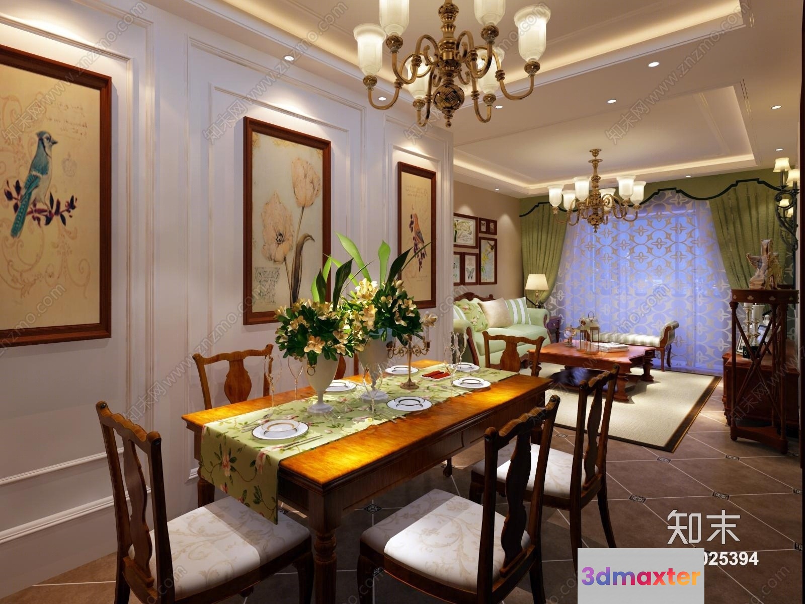 Cozy Dining Room 3D Model - 17227 - VRAY Render