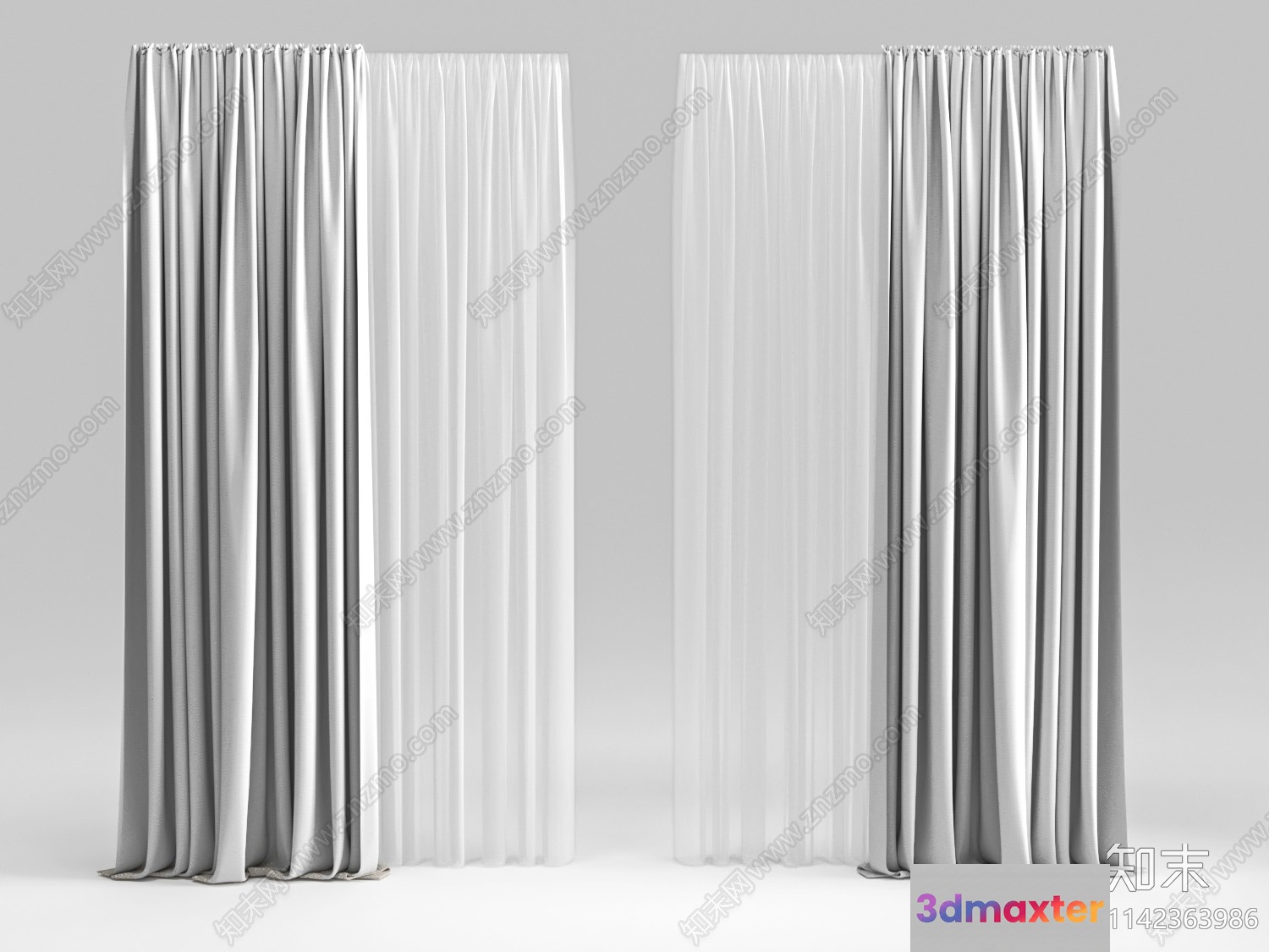 A White Curtain 3D Model - 2250 - VRAY Render
