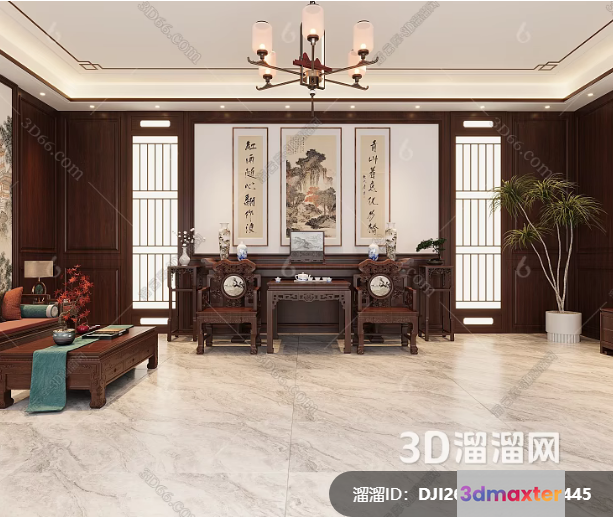 A Room With A Chandelier 3D Model - 3973 - VRAY Render