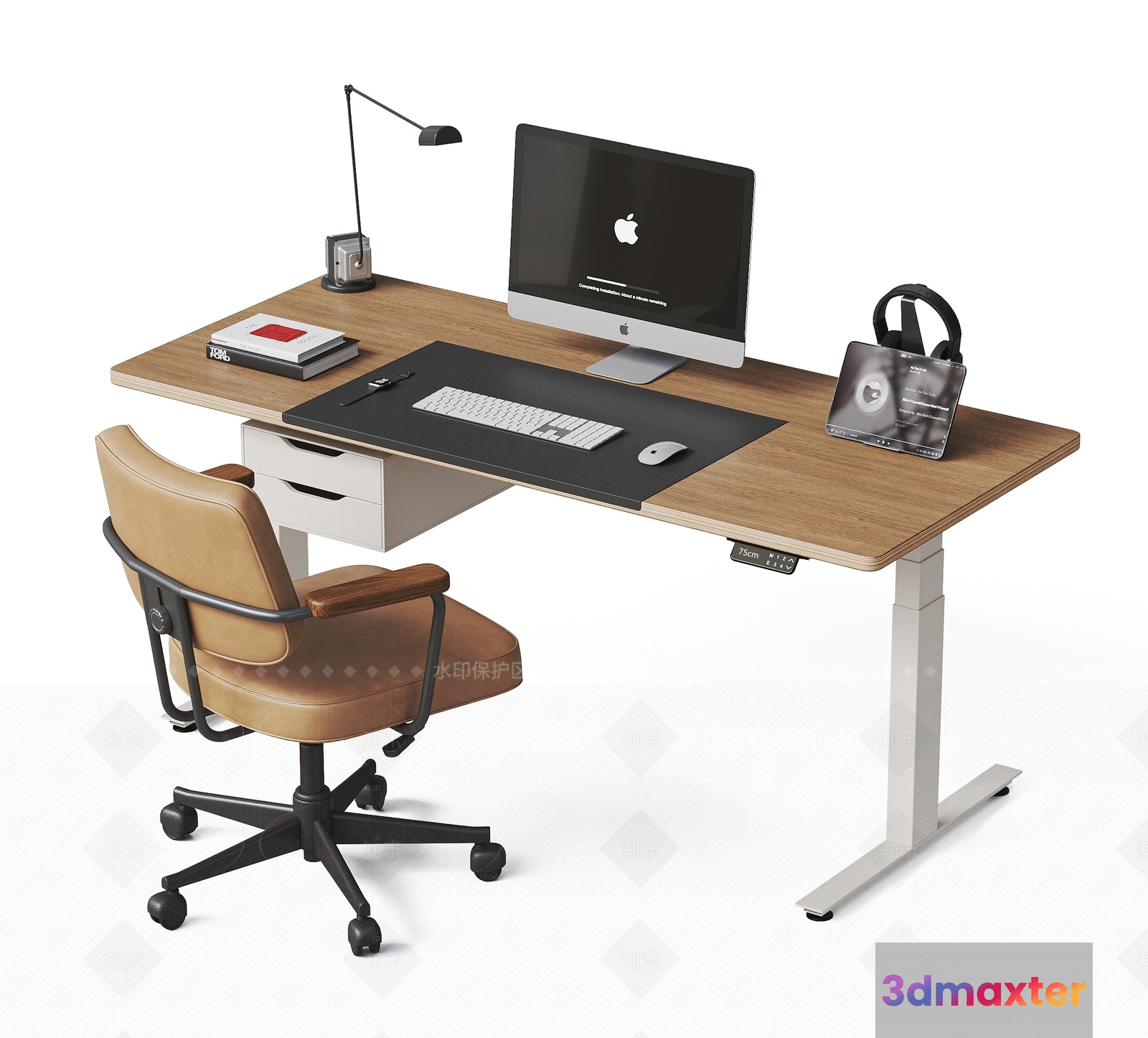 A Modern Home Office Setup 3D Model - 4467 - VRAY Render