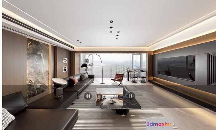 Modern Living Room 3D Model - 15384 - VRAY Render