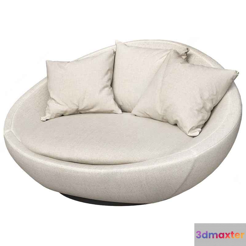 A Circular Couch With Three Pillows 3D Model - 593 - VRAY Render