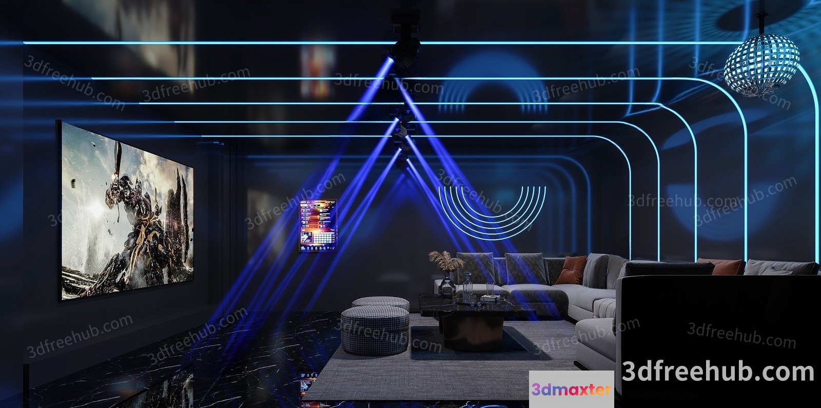 Modern Living Room 3D Model - 22432 - VRAY Render