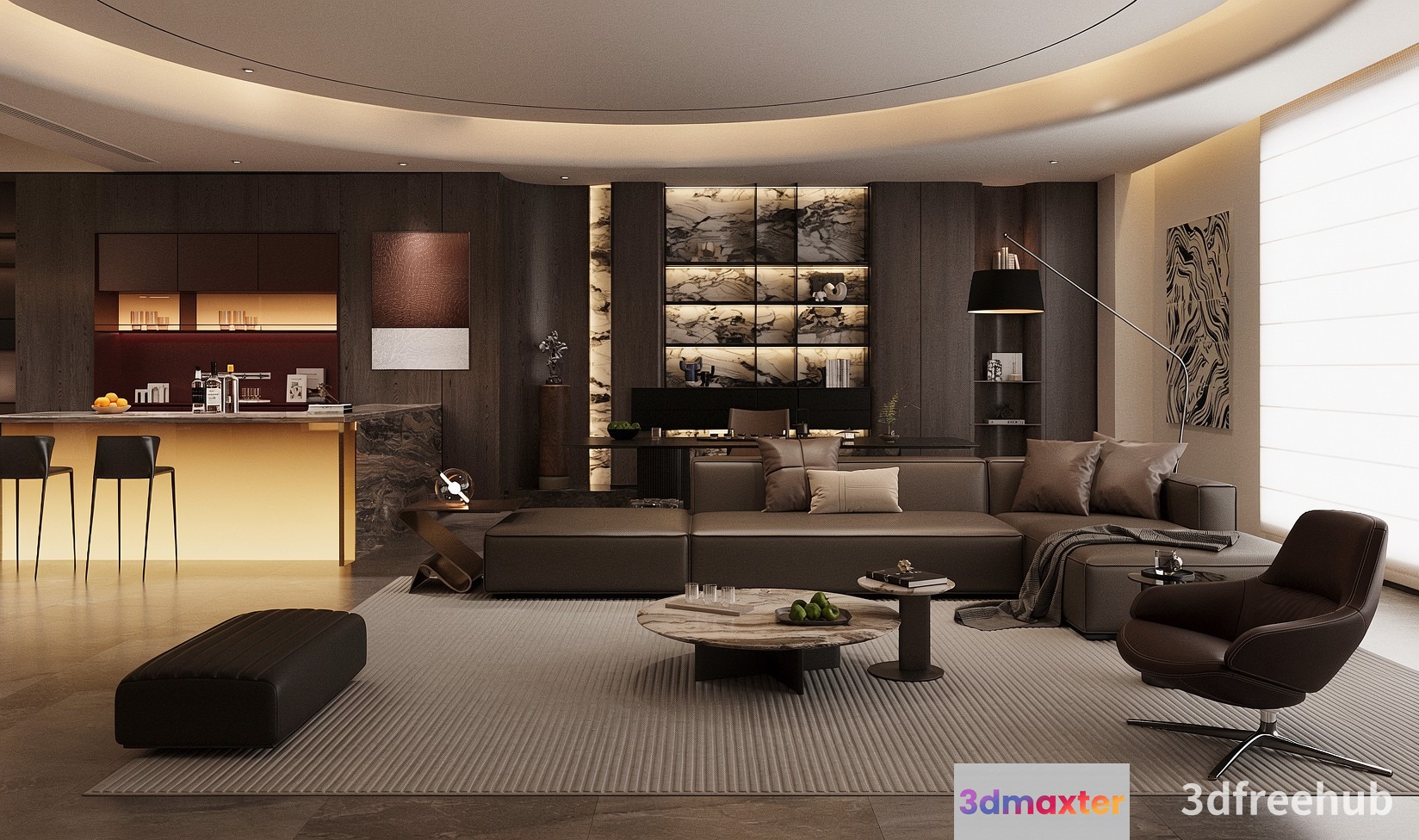 Modern Living Room 3D Model - 23176 - VRAY Render