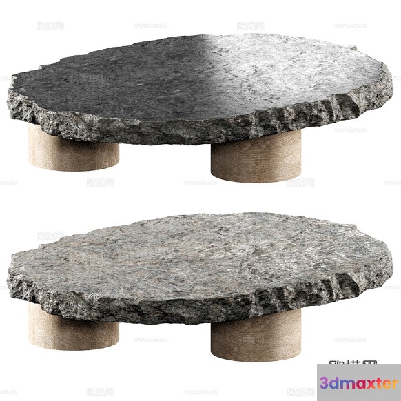 Rustic Stone Tables 3D Model - 10457 - CORONA Render