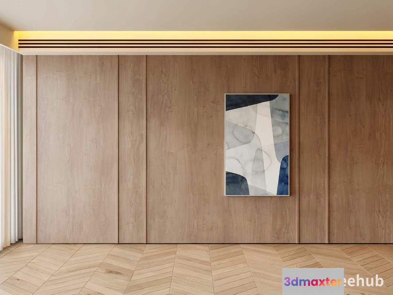 Modern Wood Paneling 3D Model - 19234 - VRAY Render
