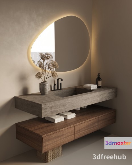 A Modern Bathroom Vanity 3D Model - 21860 - VRAY Render