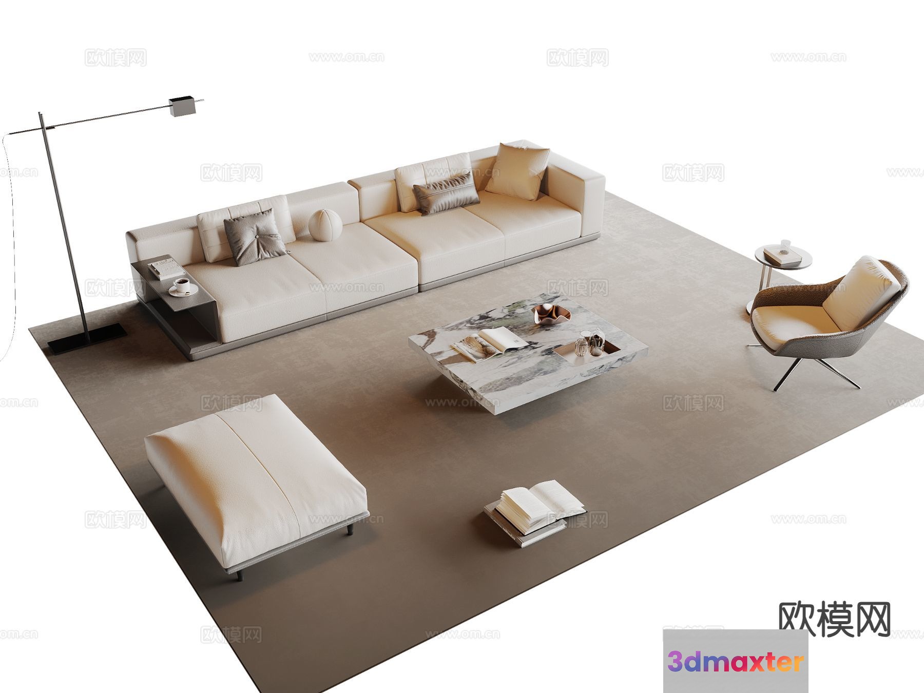 Modern Living Room 3D Model - 8550 - VRAY Render