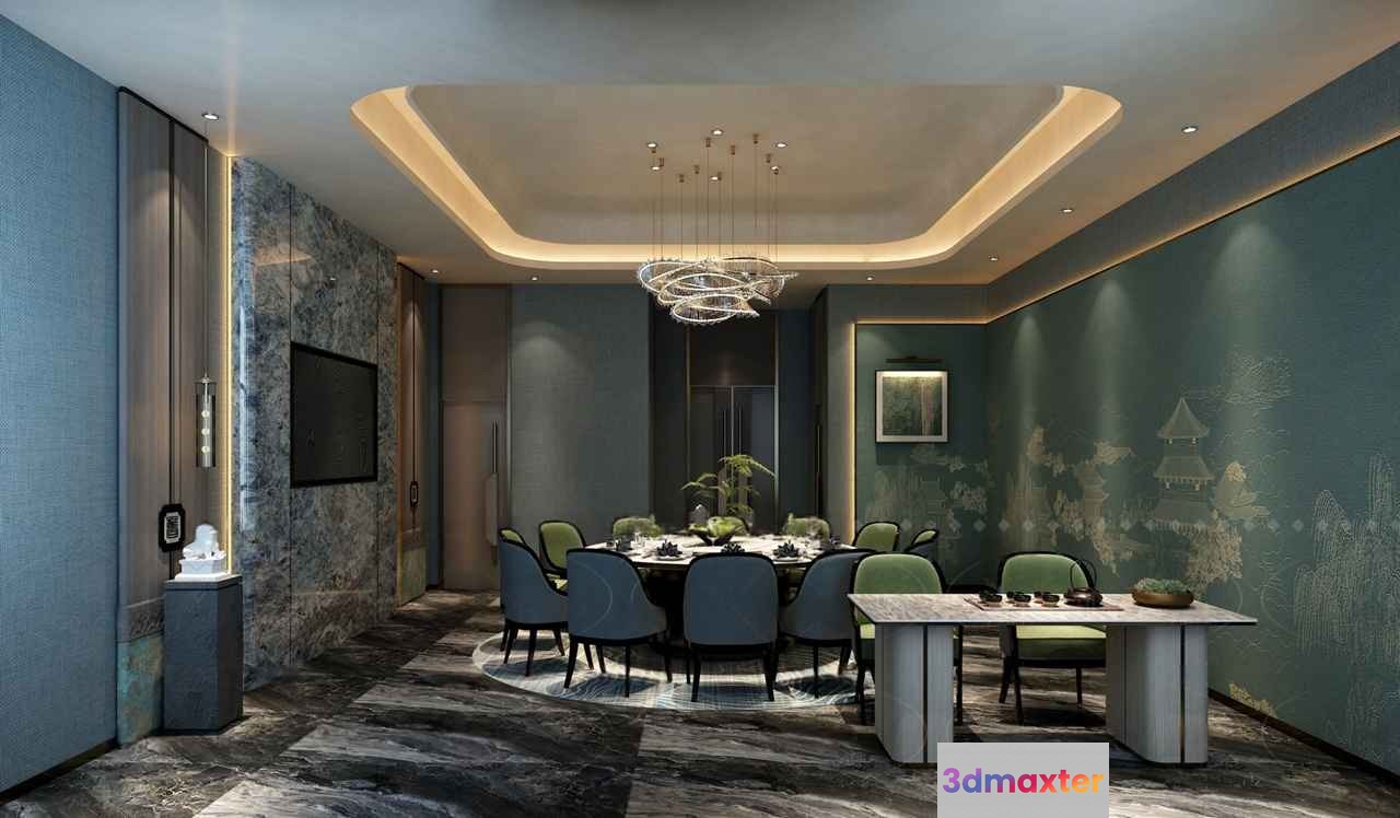 Modern Dining Room 3D Model - 9498 - VRAY Render
