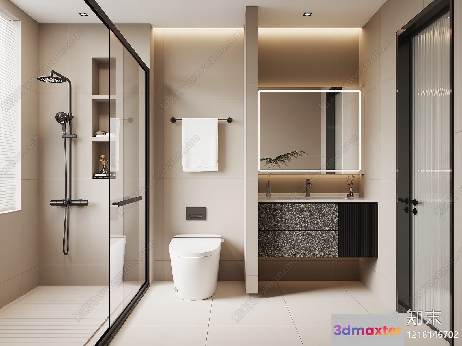 Modern Bathroom Setup 3D Model - 18430 - VRAY Render