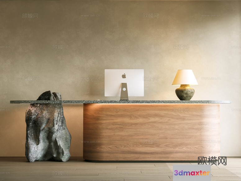 Modern Wooden Desk 3D Model - 599 - VRAY Render