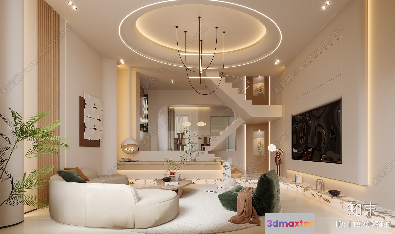 Modern Living Room 3D Model - 3619 - CORONA Render
