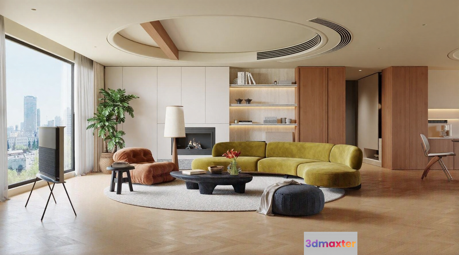Modern Living Room 3D Model - 6163 - VRAY Render
