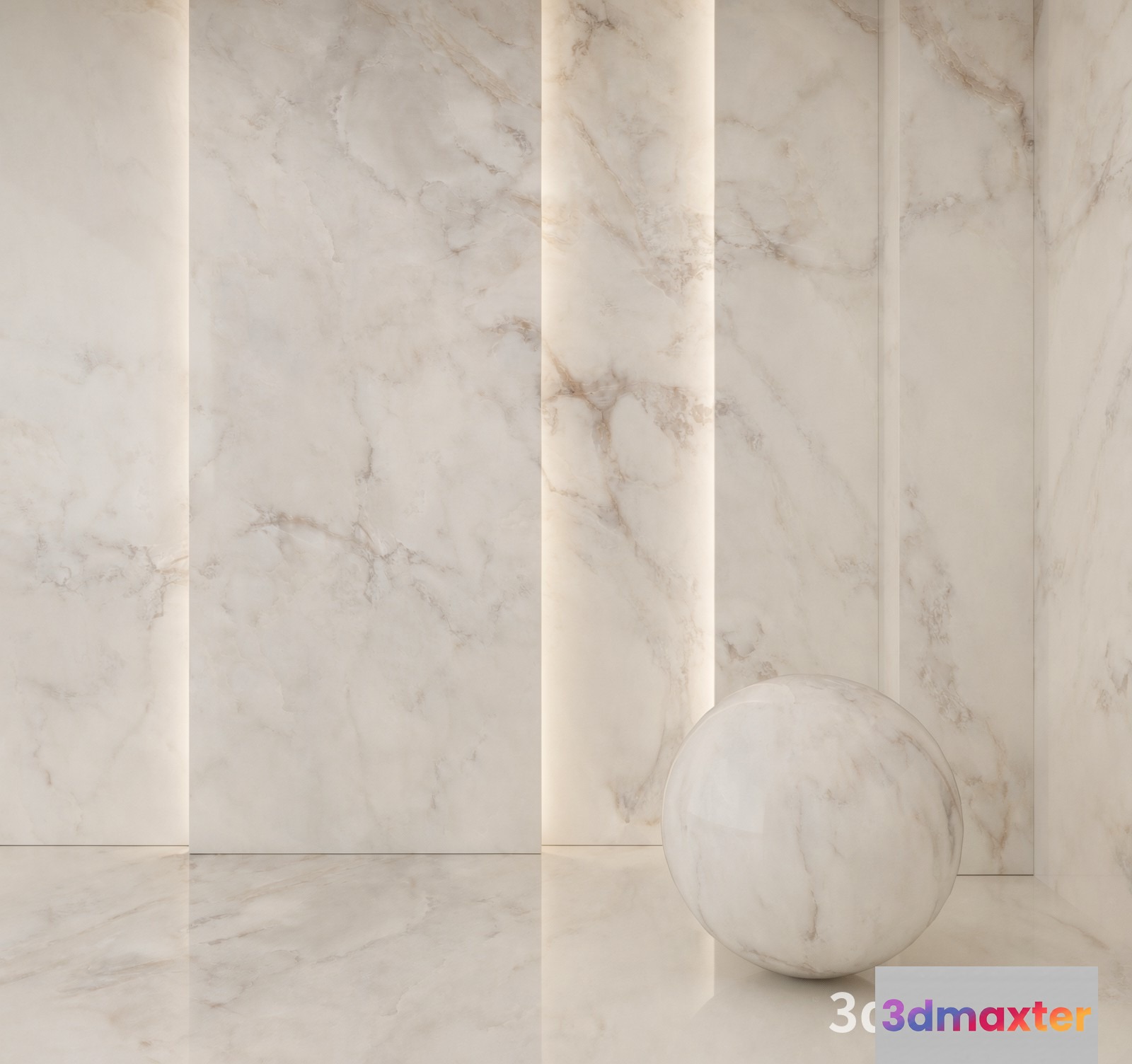 A Marble Sphere In A Marble Room 3D Model - 19240 - VRAY Render