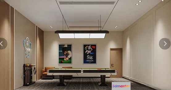 Modern Billiard Room 3D Model - 16679 - VRAY Render