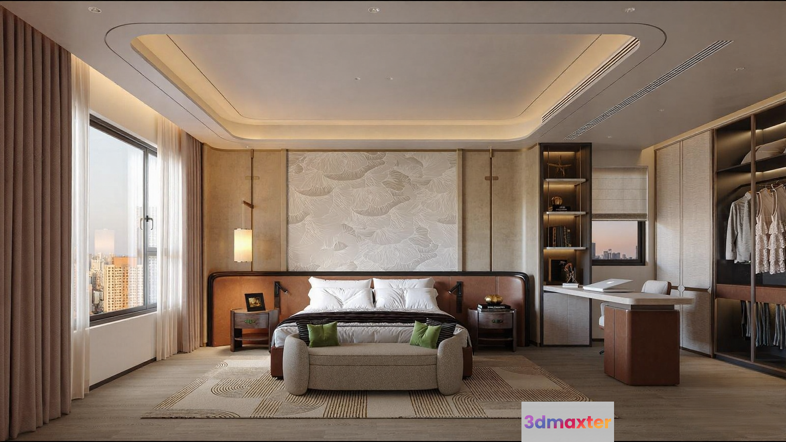 Modern Master Bedroom 3D Model - 7711 - VRAY Render