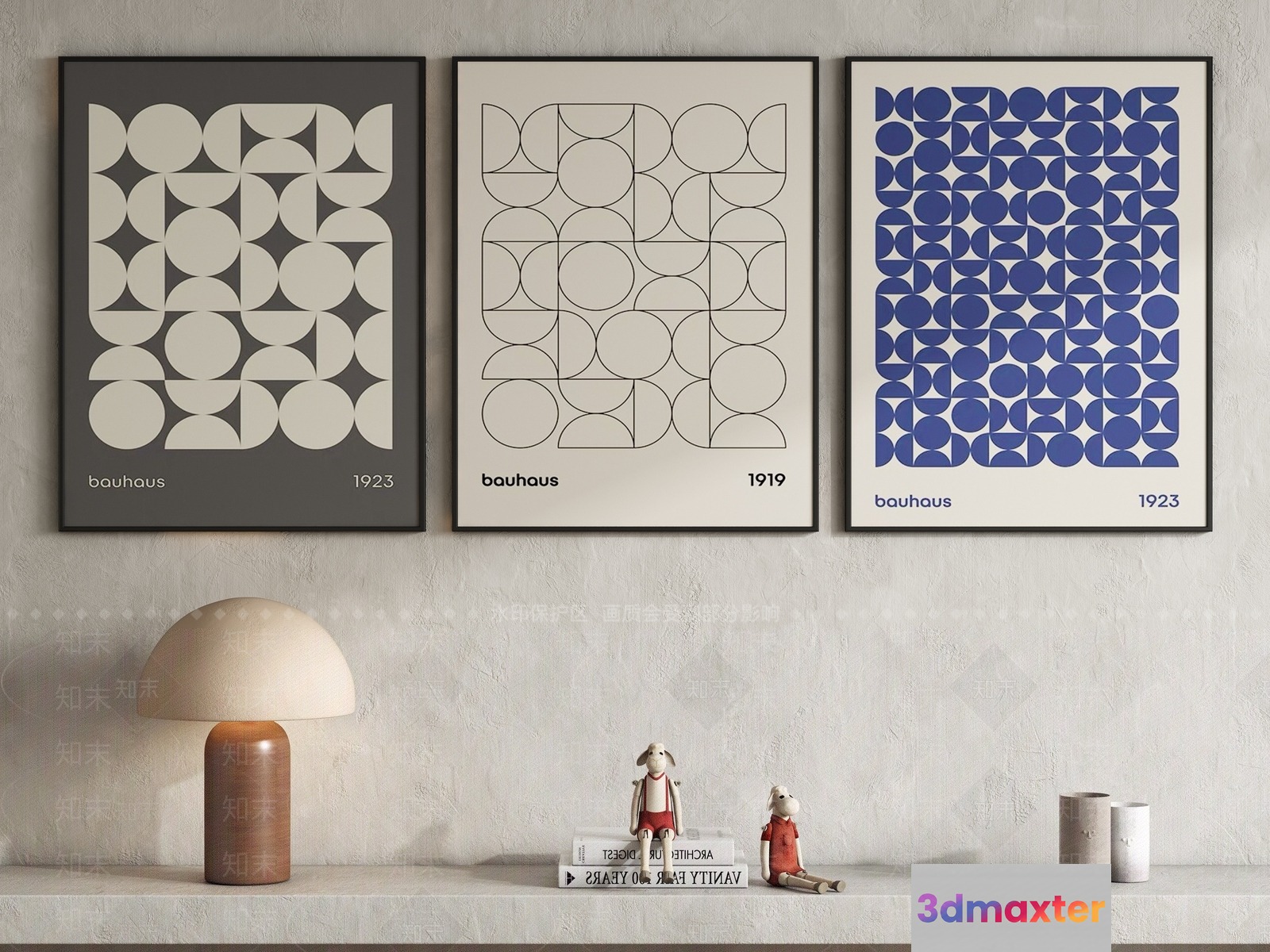 Modern Bauhaus-Inspired Posters 3D Model - 3185 - VRAY Render