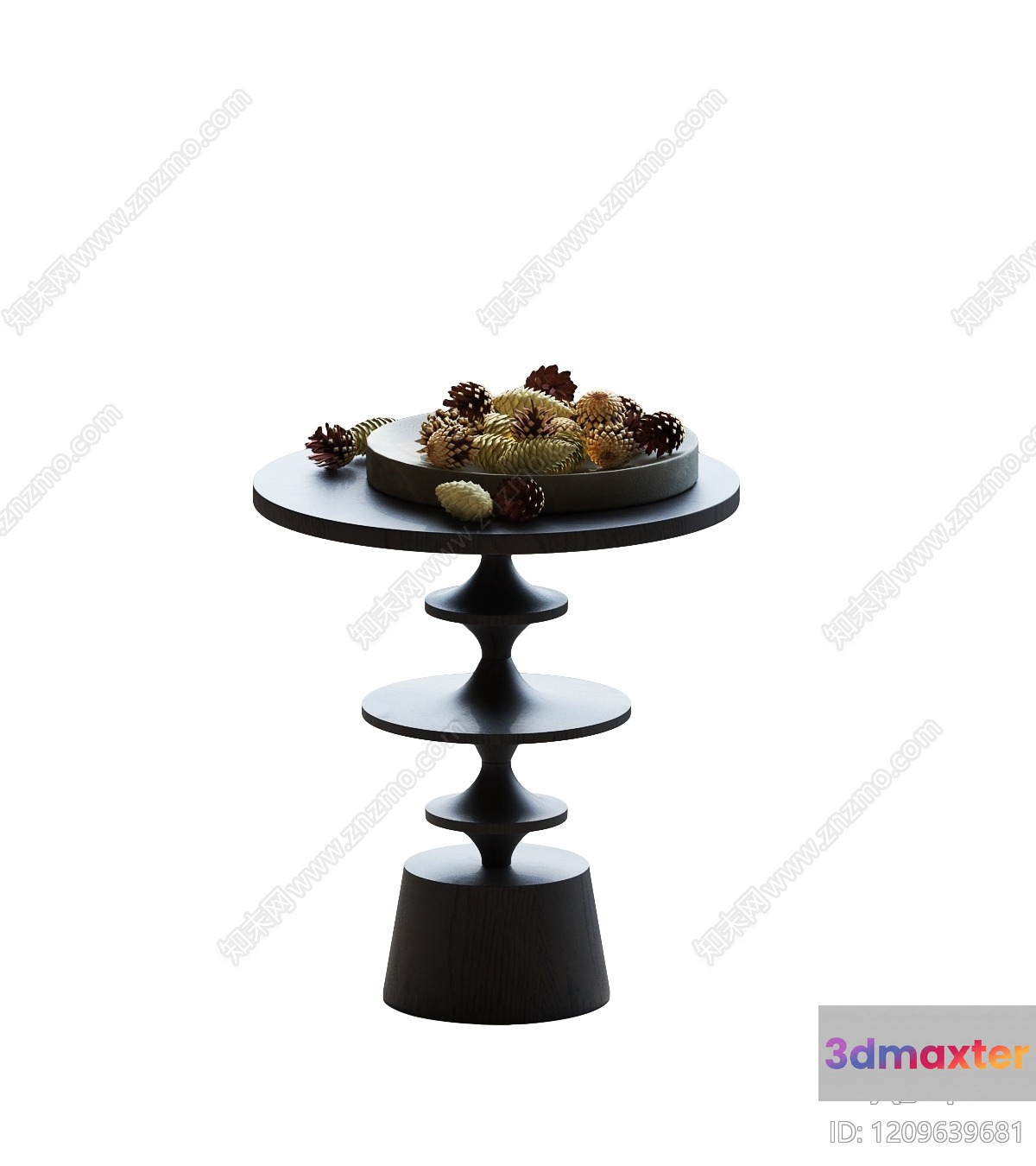 A Table With A Decorative Plate 3D Model - 1100 - VRAY Render