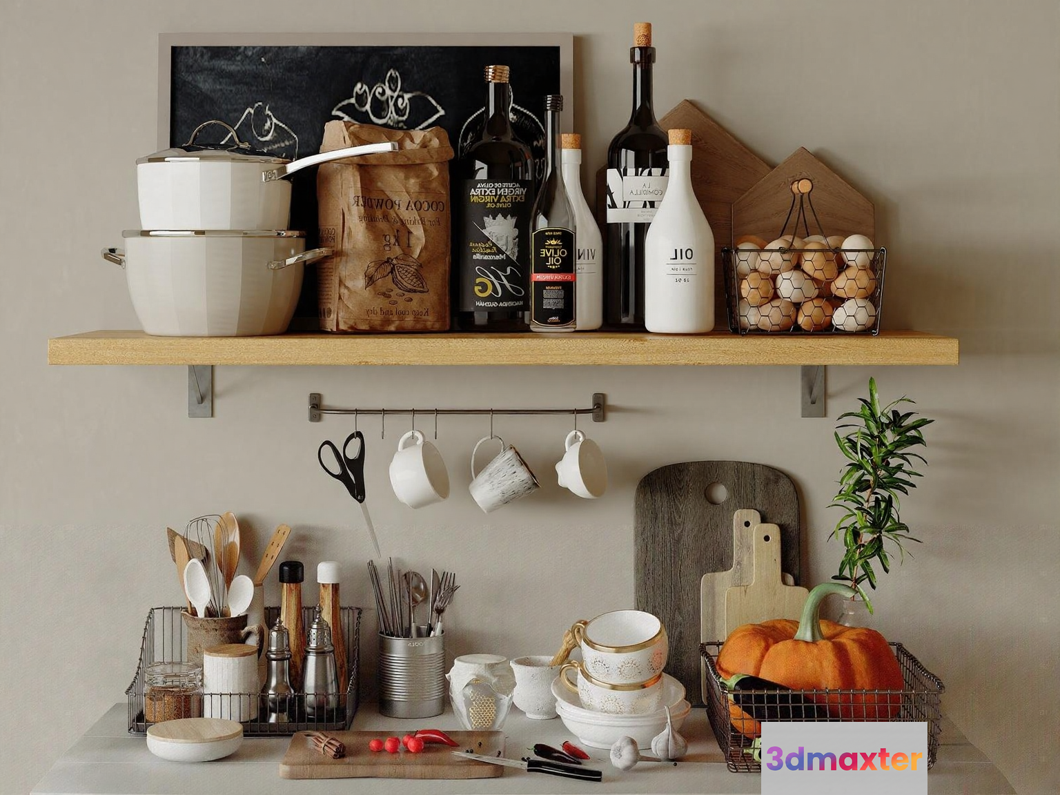 Kitchen Shelves 3D Model - 1095 - VRAY Render