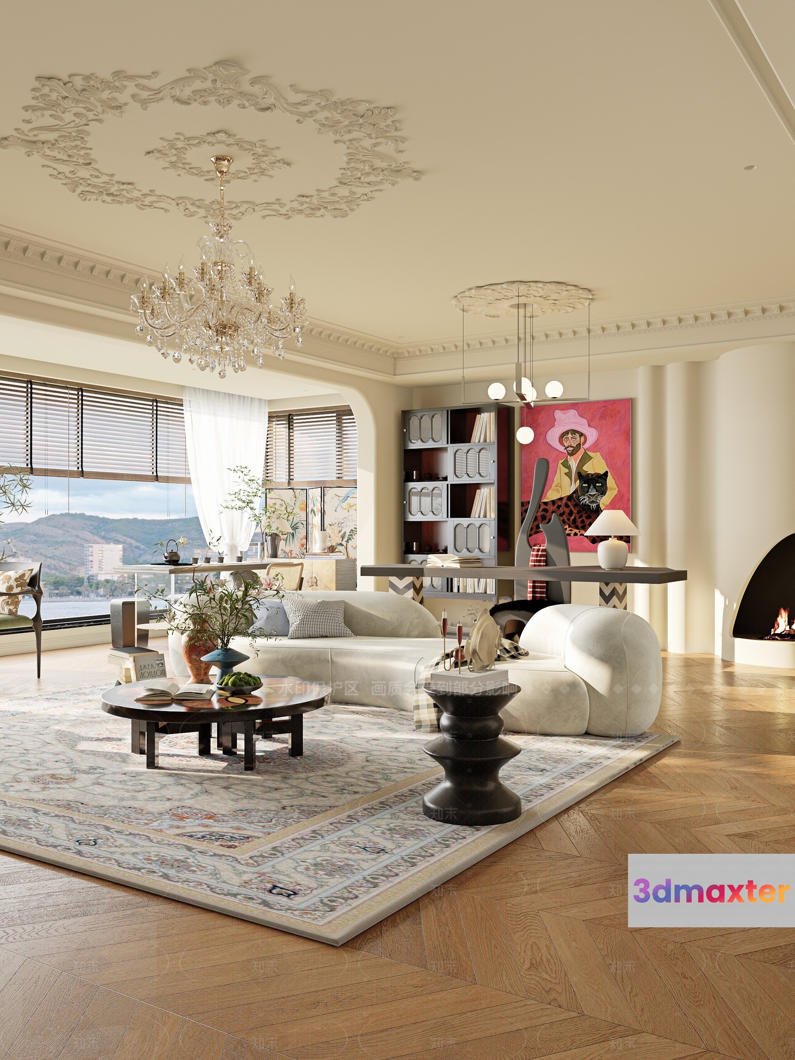 Modern Living Room 3D Model - 208 - VRAY Render