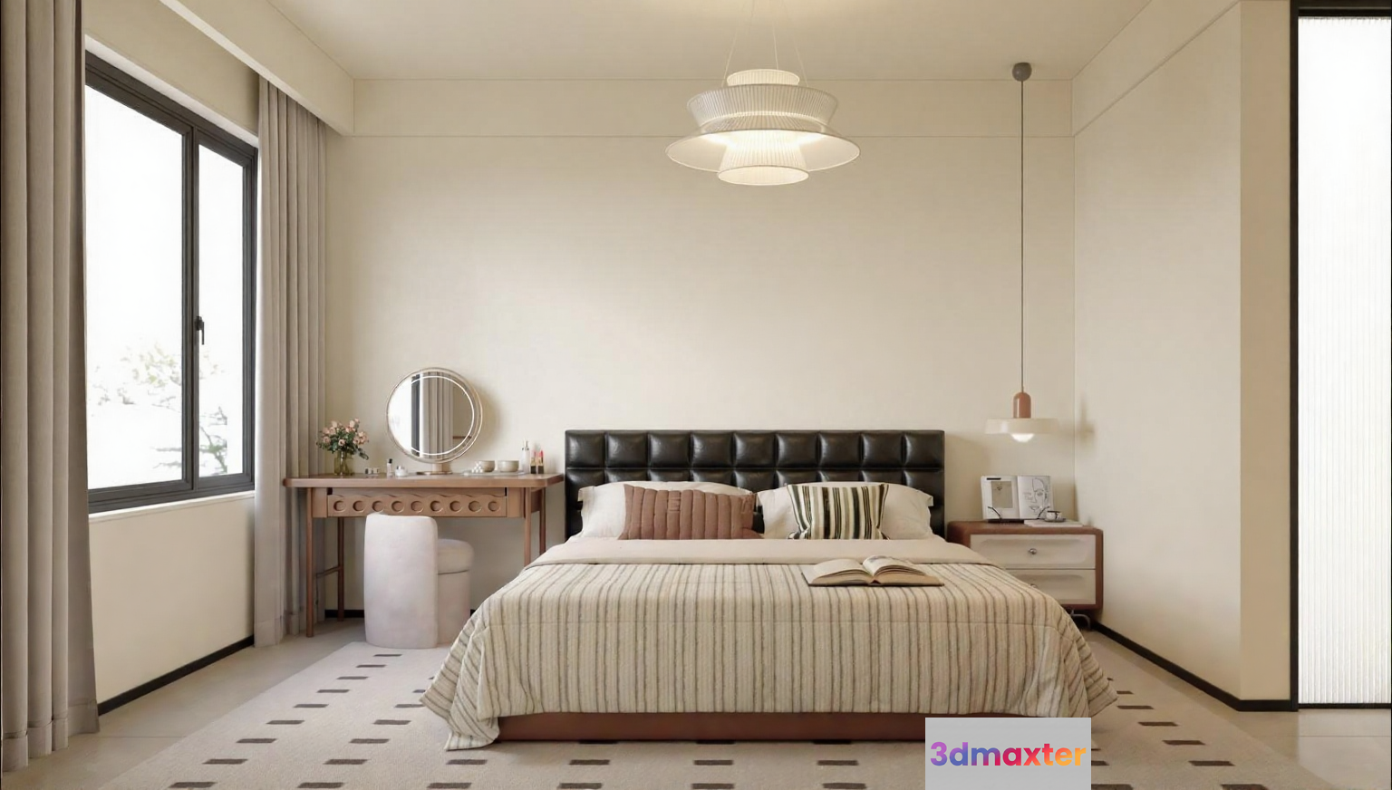 Modern Beige Bedroom 3D Model - 3264 - VRAY Render