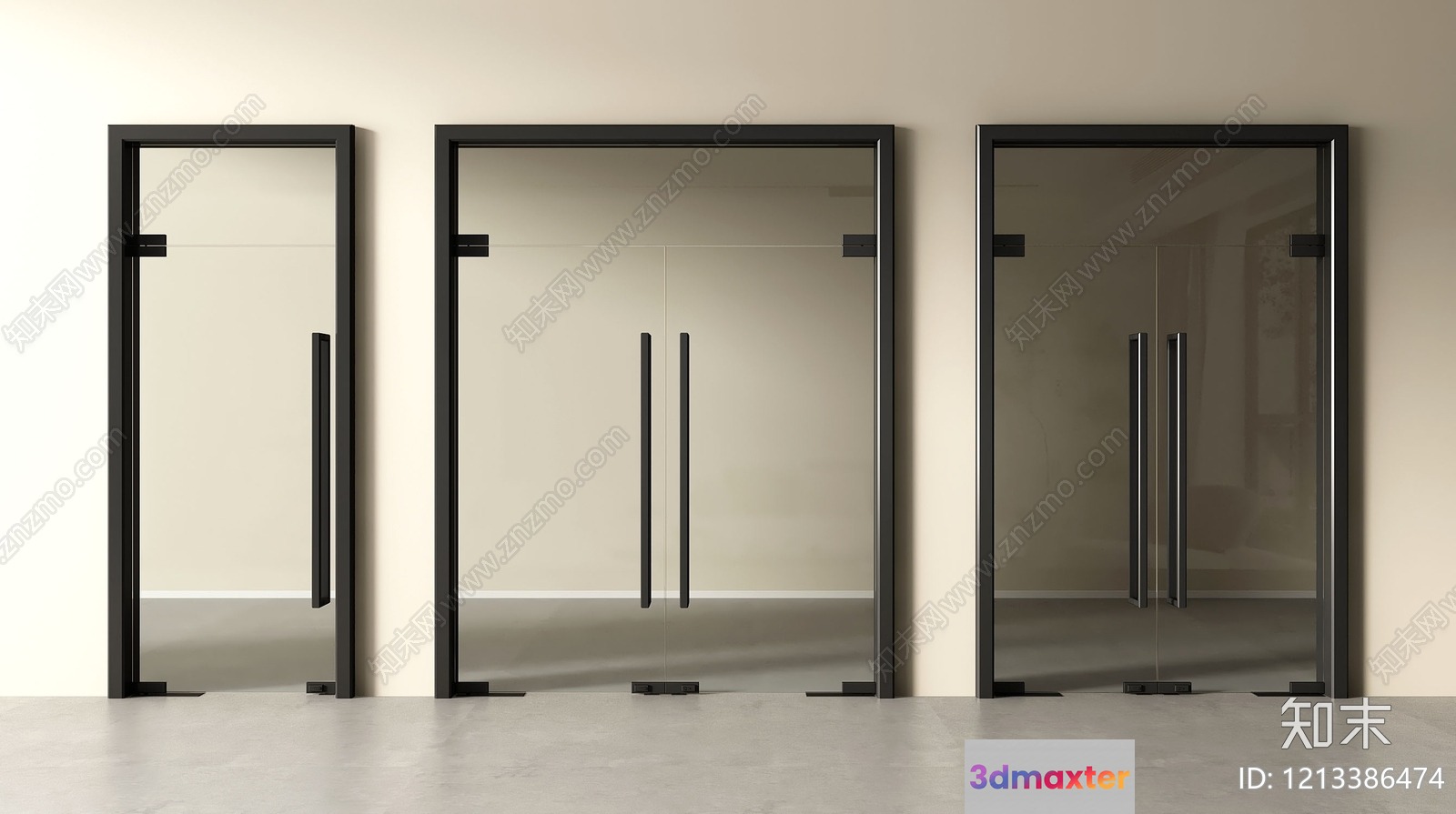 Modern Glass Doors 3D Model - 17329 - VRAY Render