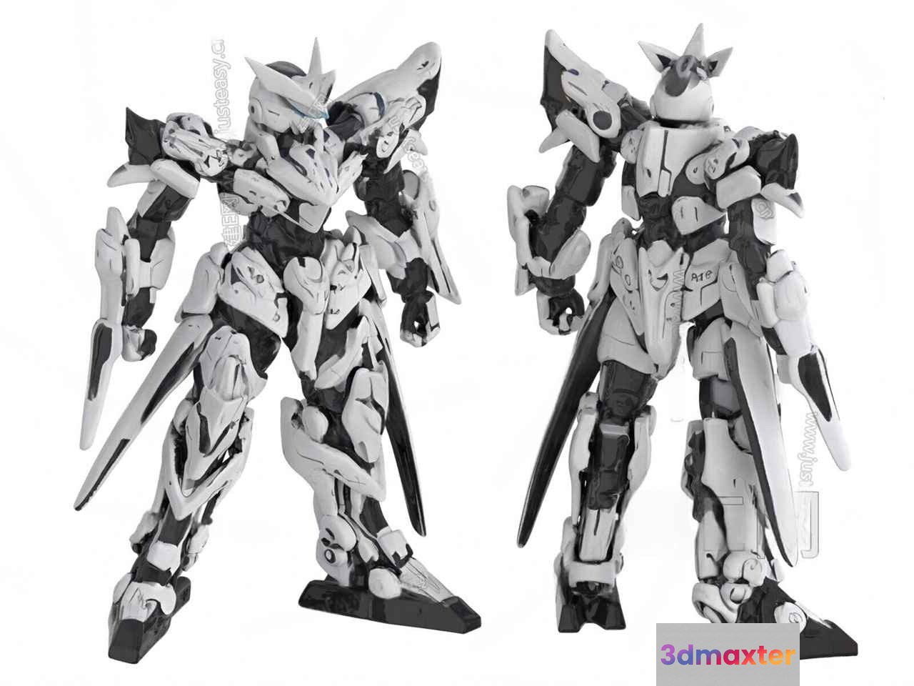 A White And Black Robot 3D Model - 9413 - VRAY Render