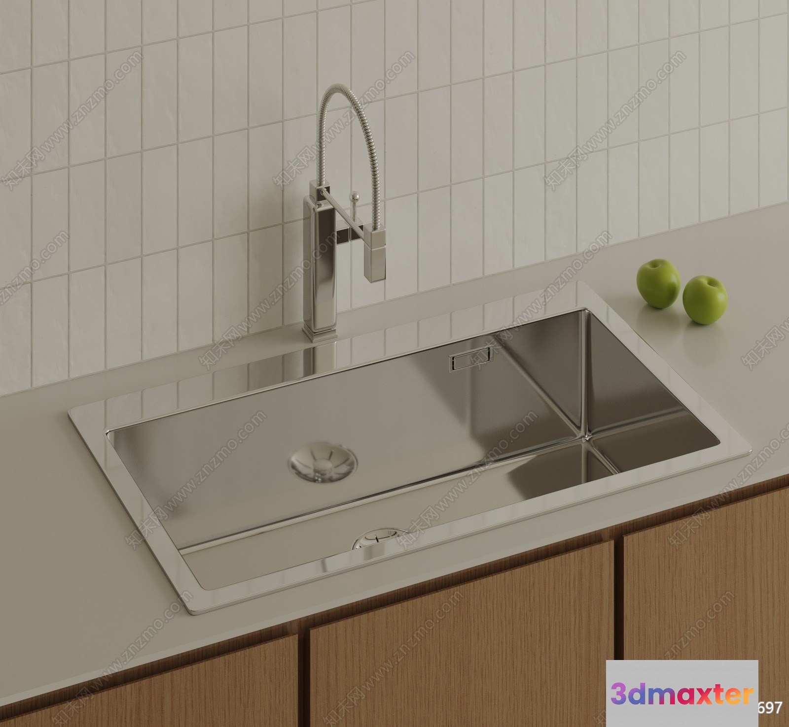 A Stainless Steel Sink 3D Model - 17483 - VRAY Render