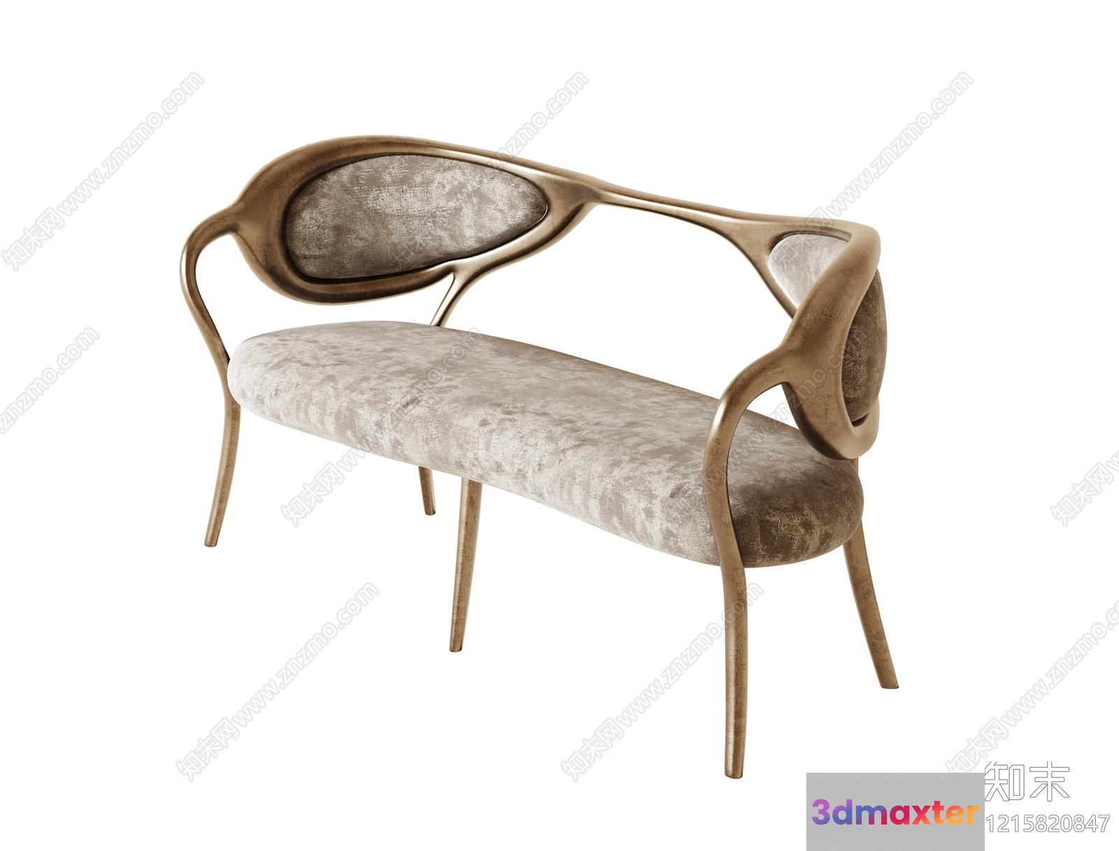 A Beige Bench With A Unique Design 3D Model - 9916 - VRAY Render
