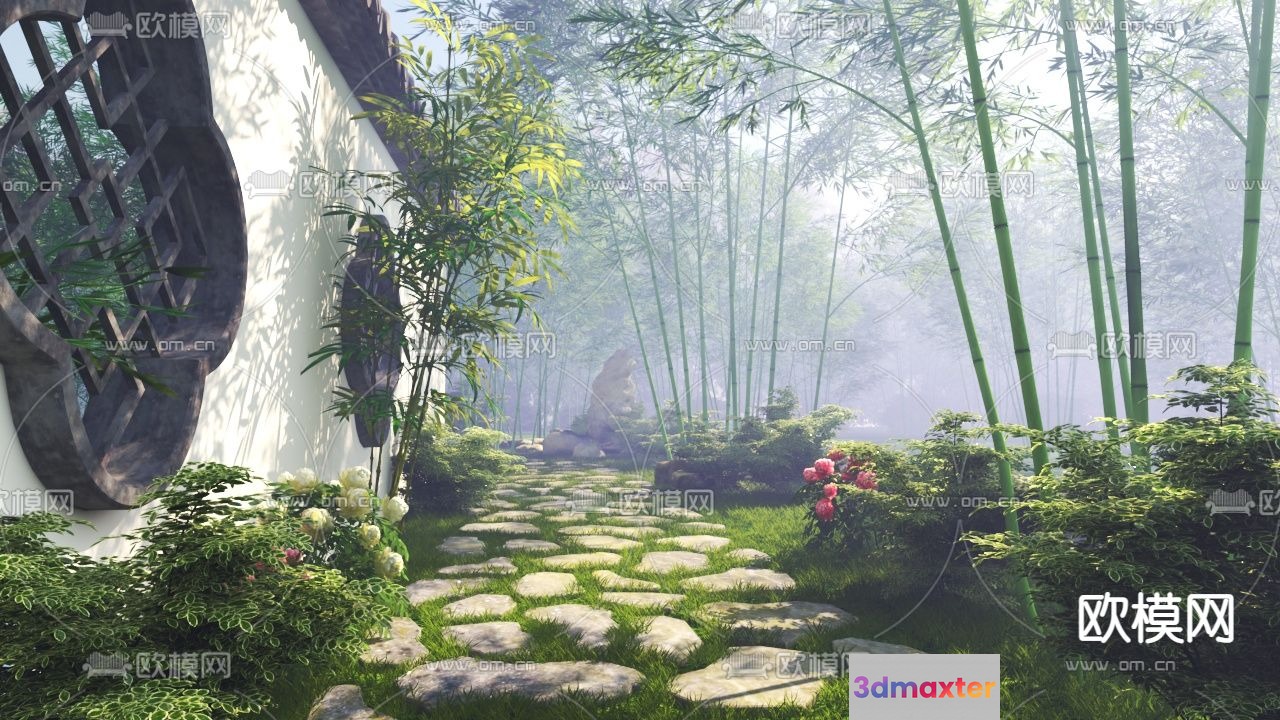 A Serene Stone Pathway 3D Model - 10089 - VRAY Render